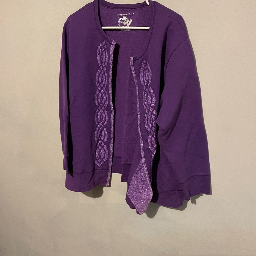 Just my size women’s 2X purple open front sweater